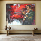 “Jazz Musician Portrait” - Expressive Portrait Painting, Great for Music Room & Urban Loft DKS636