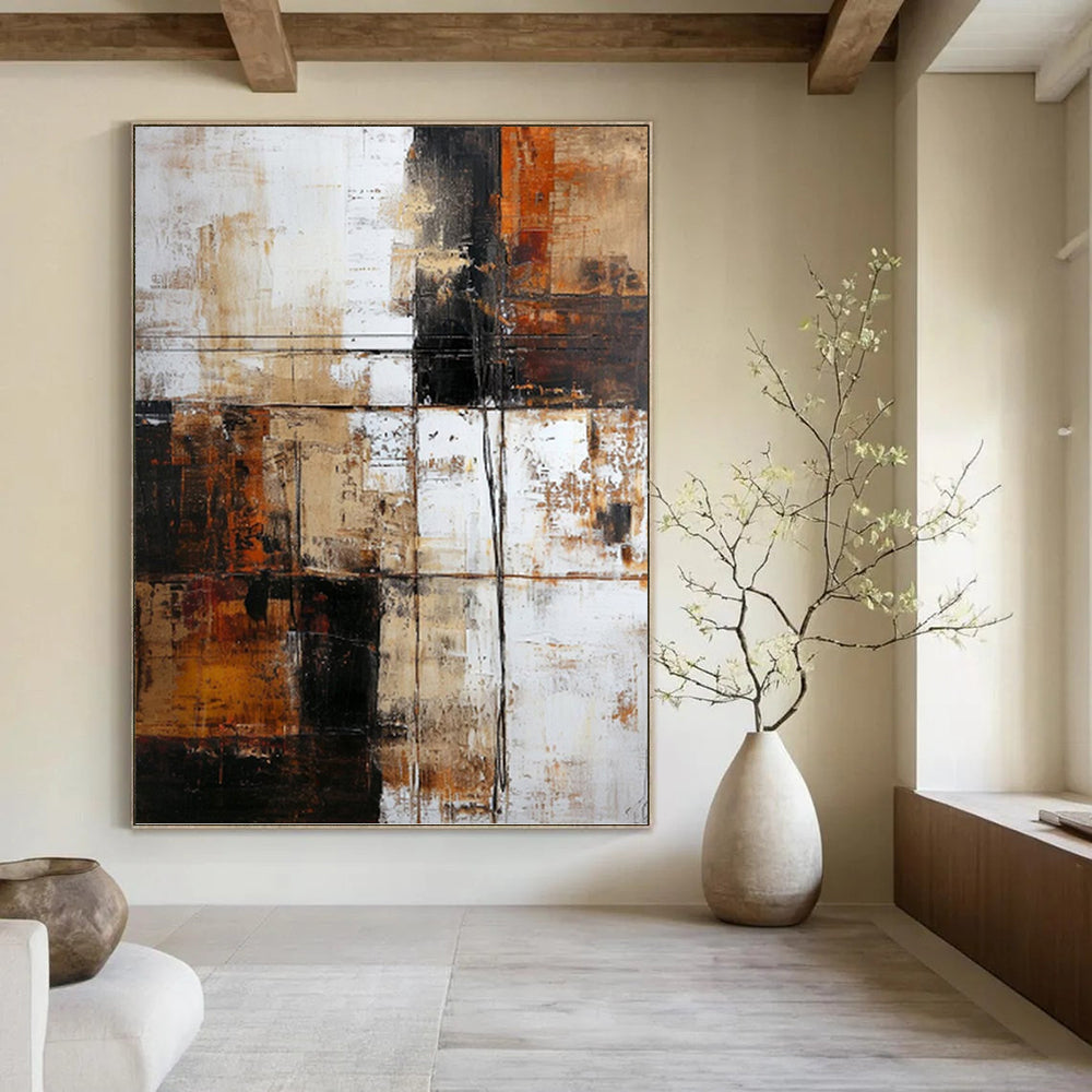 “Rustic Geometric Abstract” - Abstract Expressionist Painting On Canvas PT1308
