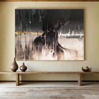 “Black and Gold Abstract Figure” - Abstract Acrylic Painting On Canvas DKS900