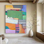 “Vibrant Geometric Abstraction - Bold Colors & Shapes” Painting On Canvas DS262