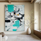 “Teal - Black Abstract” - Abstract Expressionist Painting On Canvas PT1347