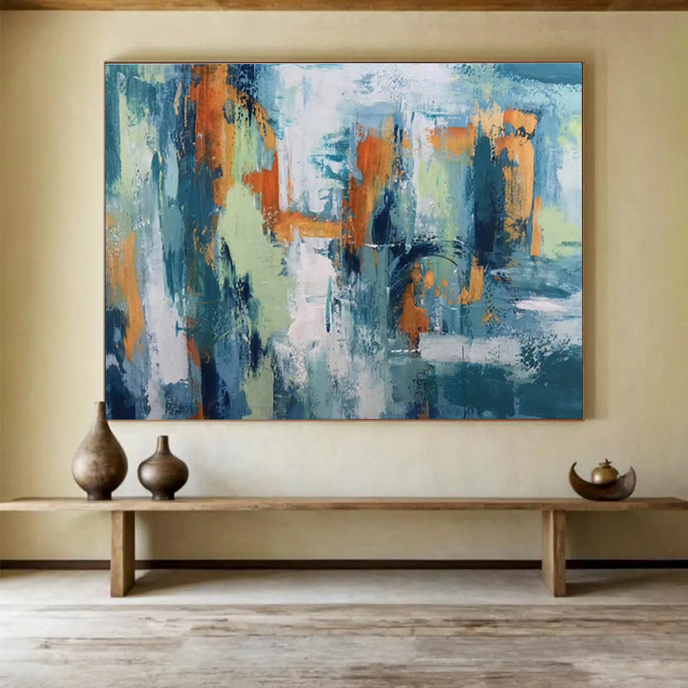 “Teal - Orange Urban Abstraction” Abstract Painting On Canvas DKS295