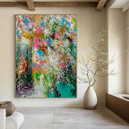 Repeated Colorful Chaos - Vibrant Duplicate Abstract Splatter Painting On Canvas PS1227
