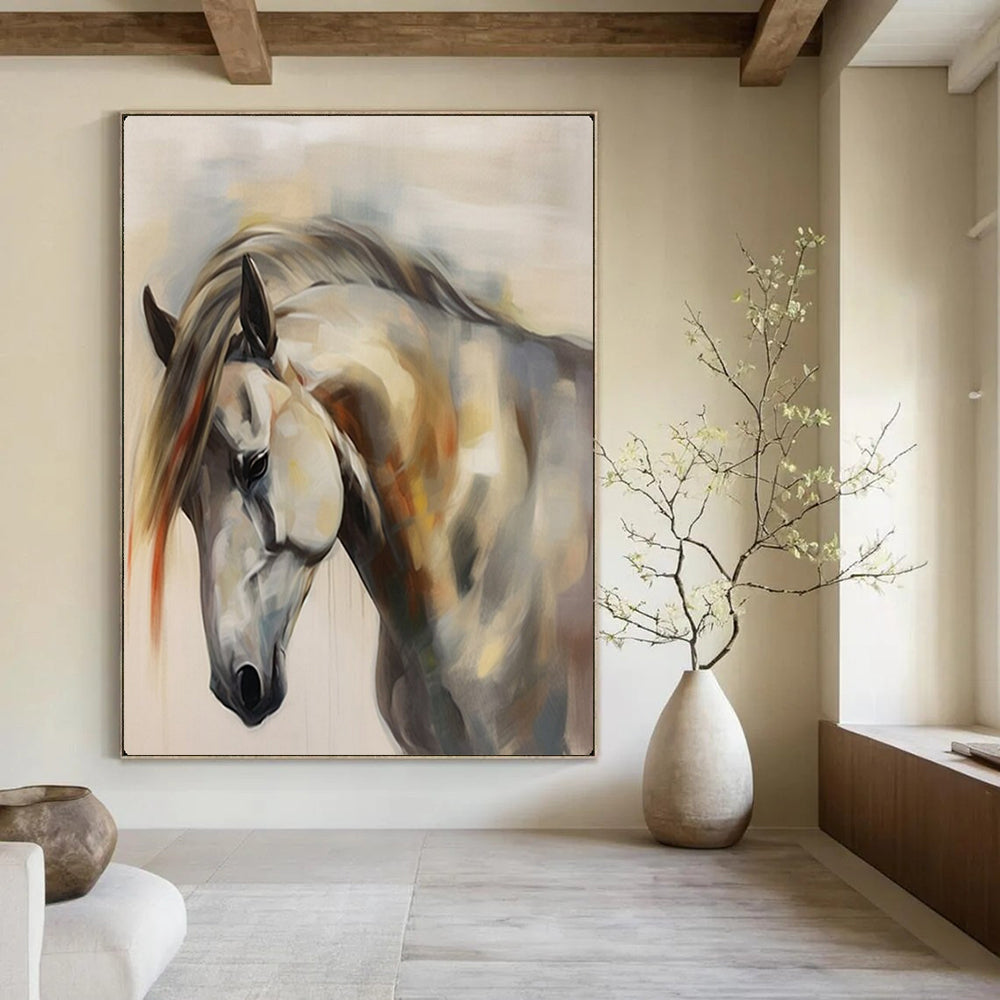Ethereal Equine Soft - Hued Abstract Horse, Painting On Canvas PT2144