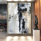 “Black - White - Gray Urban Abstraction” - Black, White, Gray Abstract Painting On Canvas PS0501