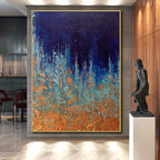 “Blue - Orange Abstract Forest” - Nature - Inspired Abstract Painting On Canvas PS0054