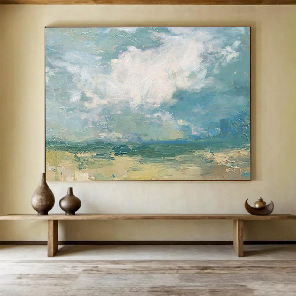 “Soft Abstract Landscape” - Muted Tones “Quiet Dusk” Painting On Canvas PT1664