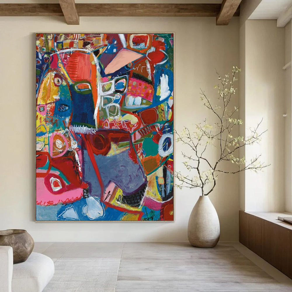 “Colorful Abstract Mosaic” - Lively Abstract Painting On Canvas DS297
