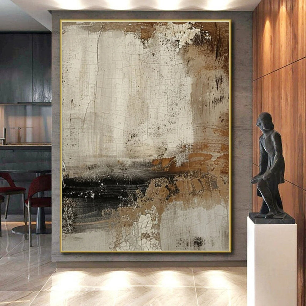 “Beige - Brown Textured Abstraction” - Beige, Brown Abstract Textured Painting On Canvas PS0551