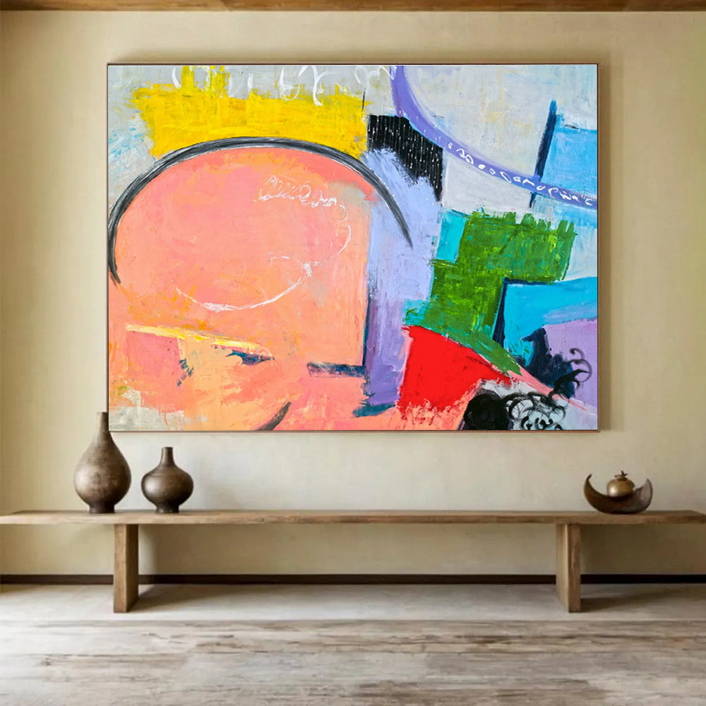 “Pastel And Bold Color Clash Abstract” - Abstract Painting On Canvas DKS560