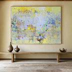 “Bright Yellow Abstract Layers” Abstract Painting On Canvas DKS194