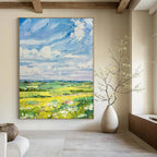 Sunny Meadows Impressionistic Landscape, Painting On Canvas PT2150