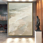 “Soft Beige & White Abstract” - Minimalist Abstract Painting On Canvas PS0421