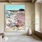 “Pastel Shoreline Abstraction” - Soft Hues & Textured Layers Painting On Canvas DS198