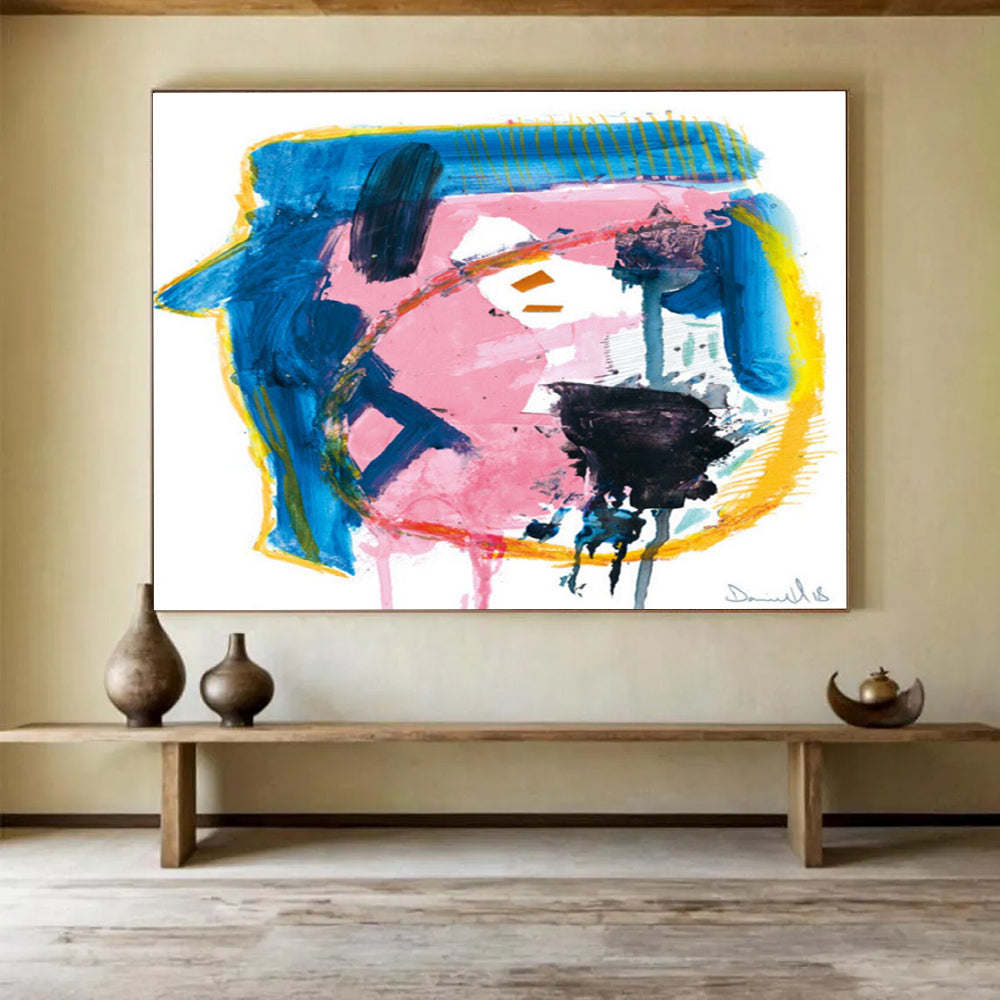 “Colorful Abstract Face - Like Shapes” - Whimsical Abstract Painting On Canvas PT117
