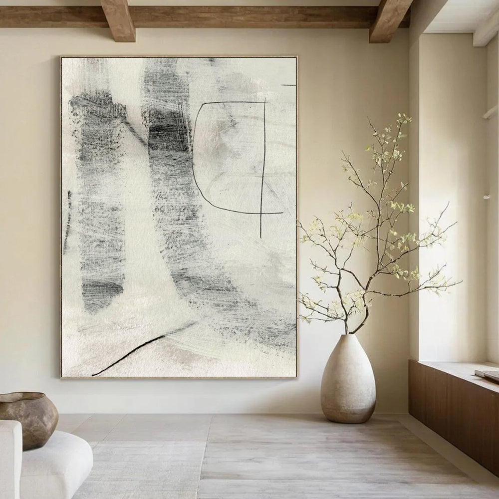 “Monochrome Textured Marks” - Gray & Black with Subtle Textures Painting On Canvas DS213