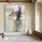 “Delicate Lines: Neutral Tones Abstract” - Subtle Watercolor Art On Canvas PT0950