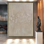“Beige Textured Minimalism” - Beige, Gray Abstract Textured Minimalist Painting On Canvas PS0579