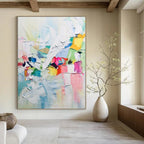 “Colorful Abstract Collage - Bright Shapes & Textured Layers” Painting On Canvas DS267