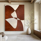 Brown and White with Intertwined Shapes "Elegant Entanglement" Abstract Painting On Canvas PS1114