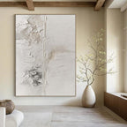 “White Textured Distressed” - Raw Abstract Painting On Canvas PS0149