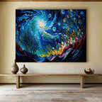“Starry Night Mountains” - Impasto Oil Painting On Canvas DKS885