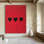 Red and Black Hearts, "Love Marks" – Minimalist Abstract Painting On Canvas PS0950