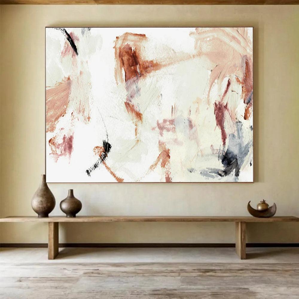 “Blush and Earth Tone Abstract” - Gentle Abstract Painting On Canvas PT145