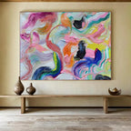“Rainbow Waves of Joy” Abstract Painting On Canvas DKS292