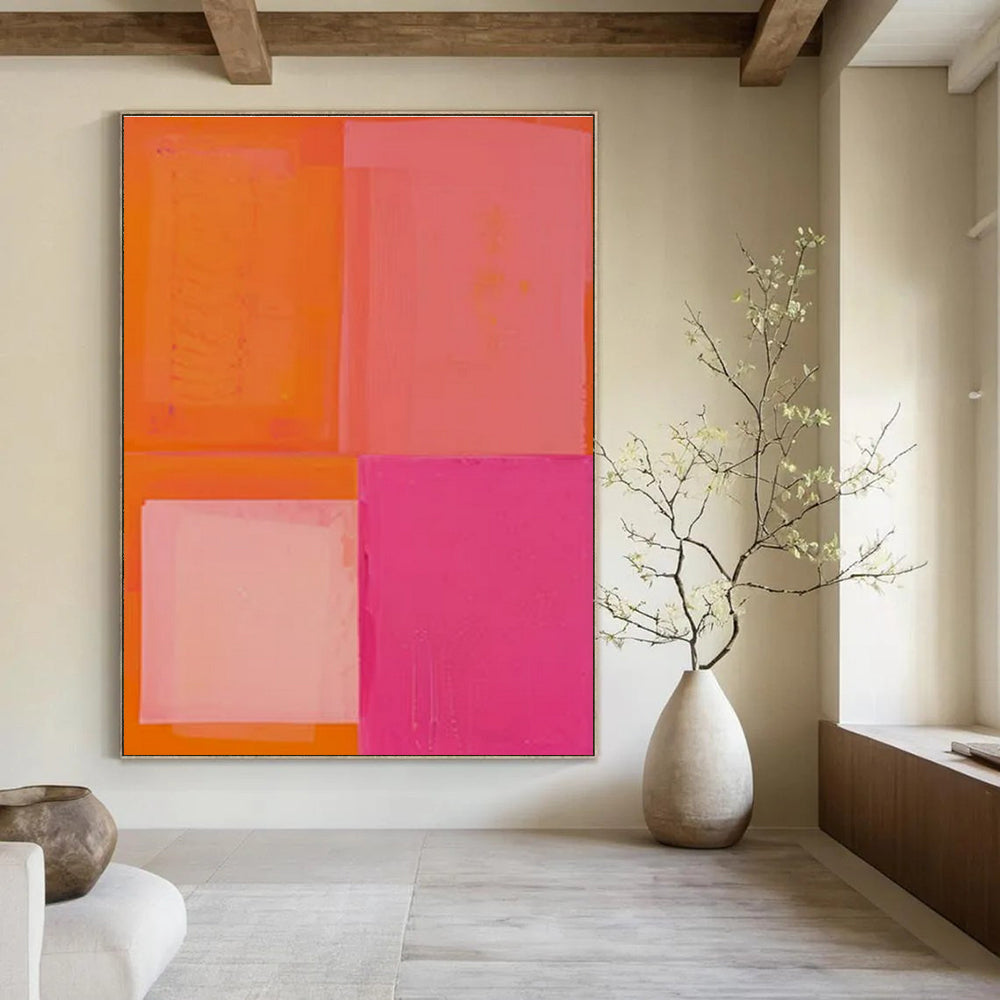 Blue, Pink, Orange, Yellow with 3D Petals "Garden of Joy" Abstract Painting On Canvas PS1481