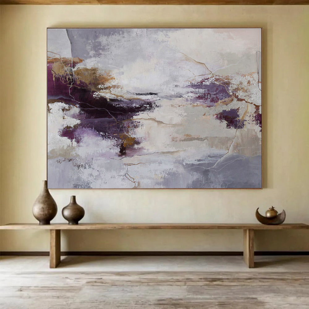 “Purple And Earthy Abstract” - Abstract Painting On Canvas DKS516
