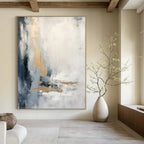 Gray, White, Gold, Blue with Abstract Textures "Textured Elegance" Abstract Painting On Canvas PS1338