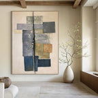 “Geometric Neutral Abstraction” - Geometric Abstract Painting On Canvas PT1041