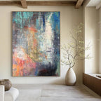 “Colorful Abstract Mosaic” - Abstract Impressionist Painting On Canvas PT2327