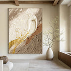 “Neutral Tones with Gold Accents” - Elegant, Abstract Painting On Canvas PT1487
