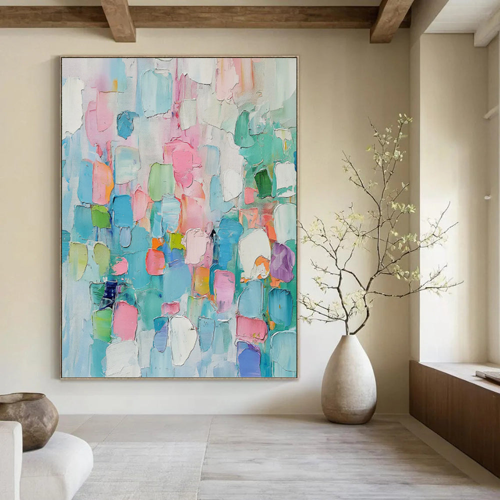 “Pastel Color Block Abstract” - Modernist Color Field Painting On Canvas PT0997