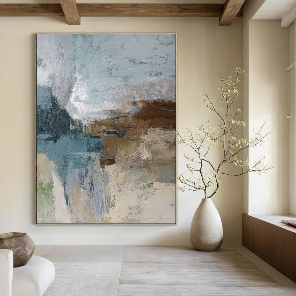“Blue and Brown Abstract” - Serene Landscape - Inspired Painting on Canvas PT1012