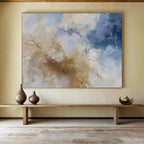 Blue and Beige Abstract Clouds Abstract Landscape Painting On Canvas DKS136