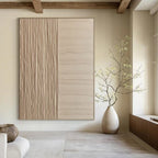 “Dual - Textured Beige Harmony” - Beige, Linear & Wavy Abstract Painting On Canvas PT1478