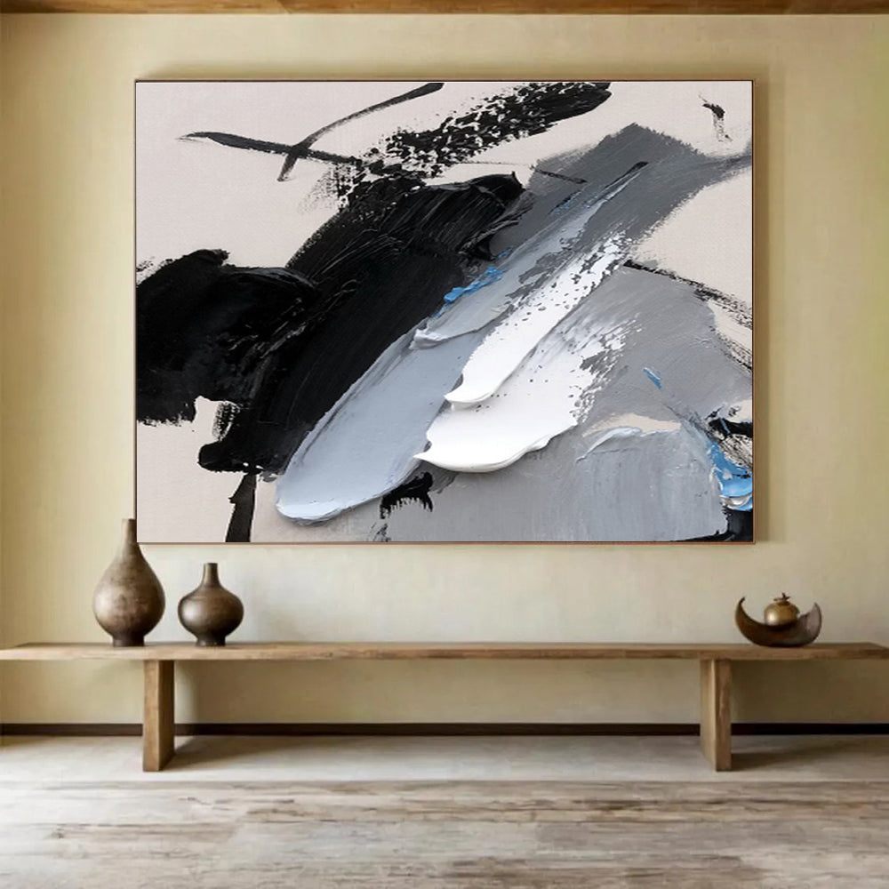 “Black - Grey Abstract Boldness” Painting On Canvas DKS310