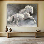 “Majestic White Horse” - Realist Animal - Painting On Canvas PT1744
