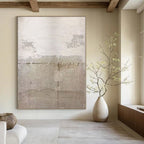 “Beige - White Textured Abstract” - Minimalist Abstract Painting On Canvas PS0114