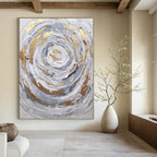 “Grey - Gold Swirl” - Textured Abstract Painting On Canvas PT1286