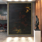 “Dark - Toned Abstract Subtle Lights” - Mysterious Abstract Painting On Canvas PS0354