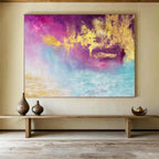 Purple, Gold & Blue Dreamy Abstract Painting On Canvas DKS015