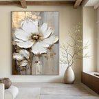 “Textured White Floral” - 3D Floral Abstract Painting On Canvas DS300