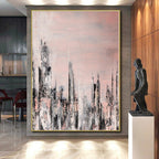 “Urban Blush Abstract” - Cityscape Abstract Painting On Canvas PS0061