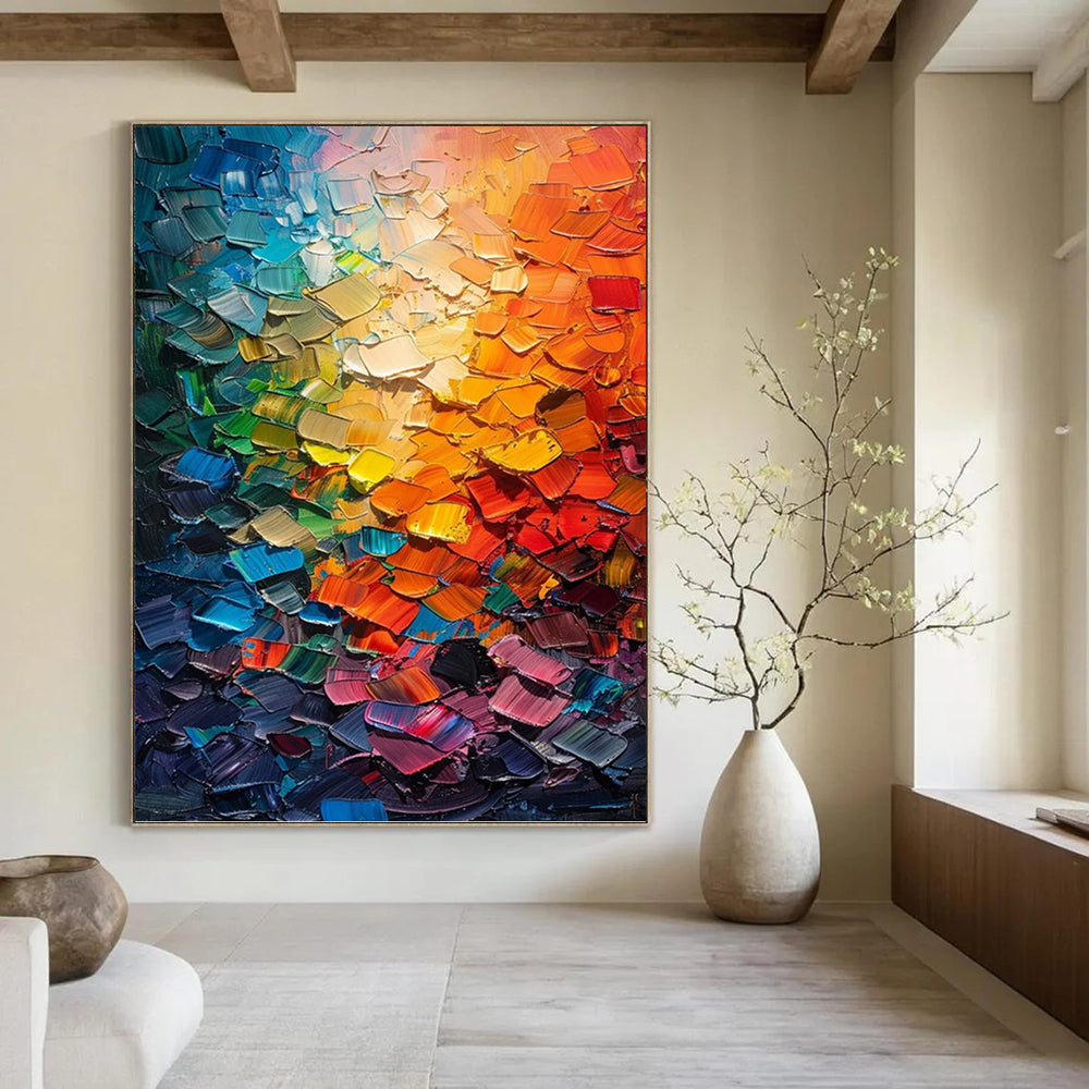 “Colorful Abstract Palette” - Abstract, Vivid - Colored Painting On Canvas PT1555
