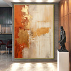 Orange, Gold & Grey Abstract Simplicity Painting On Canvas PS0818