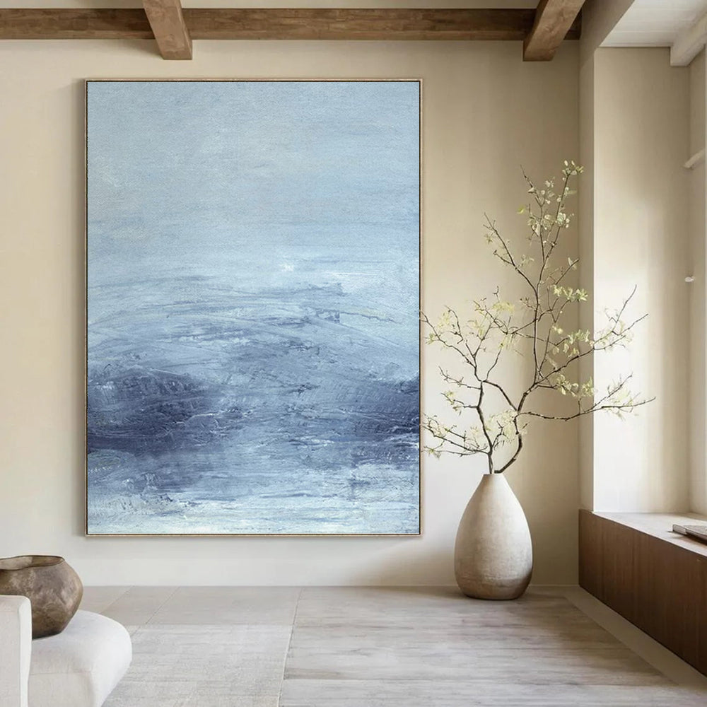 “Soft Blue Hues: Ethereal Landscape” - Serene Impressionistic Art On Canvas PT0968